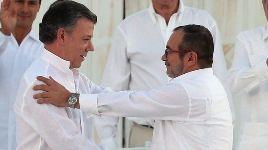Juan Manuel Santos y Timochenko