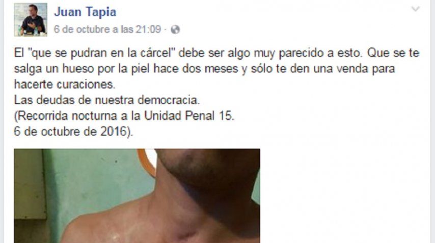 Captura del Facebook del juez Juan Tapia