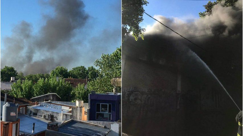 Incendio en un supermercado en Banfield. Imágenes de Twitter