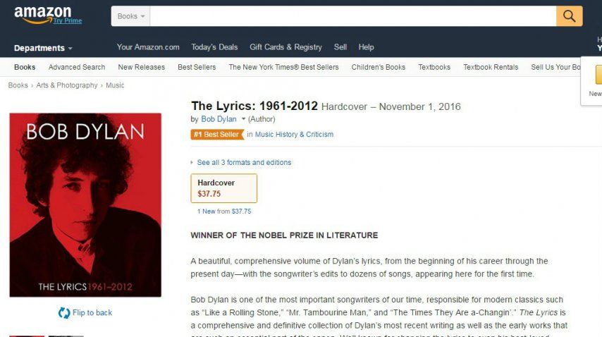 Bob Dylan, autor y Premio Nobel de Literatura<br>