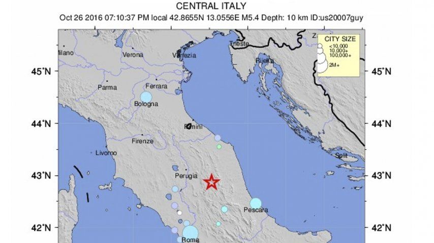 El sismo se registró en la Región de las Marcas, centro de Italia<br>