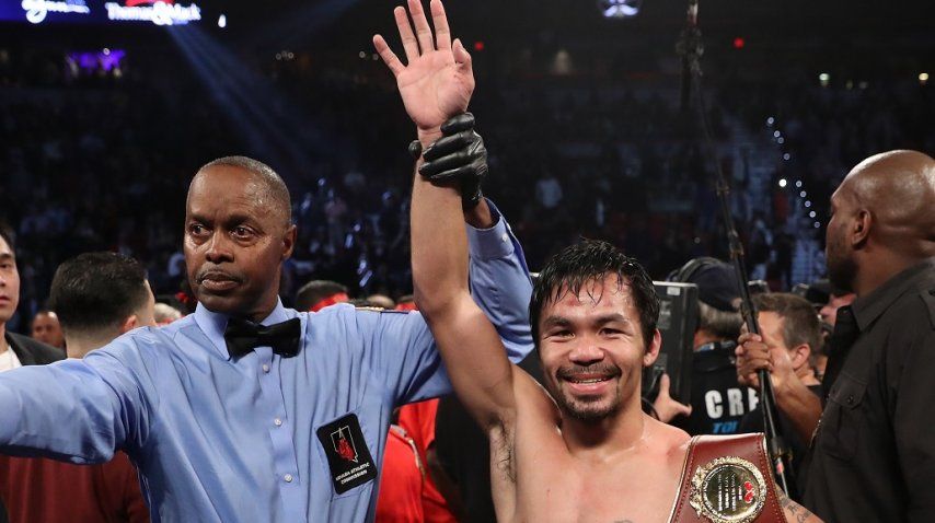 <p> Pacquiao se quedó con el título mundial de peso Welter de la OMB</p><p></p>