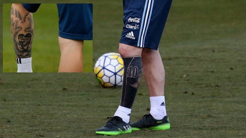 El cambio en el tatuaje en la pierna izquierda de Lionel Messi<br>
