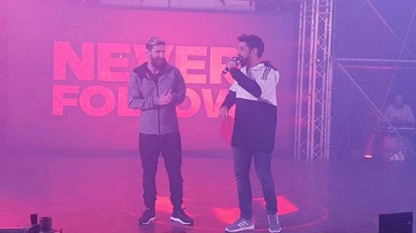 Messi, en el acto de sus nuevos botines<br>