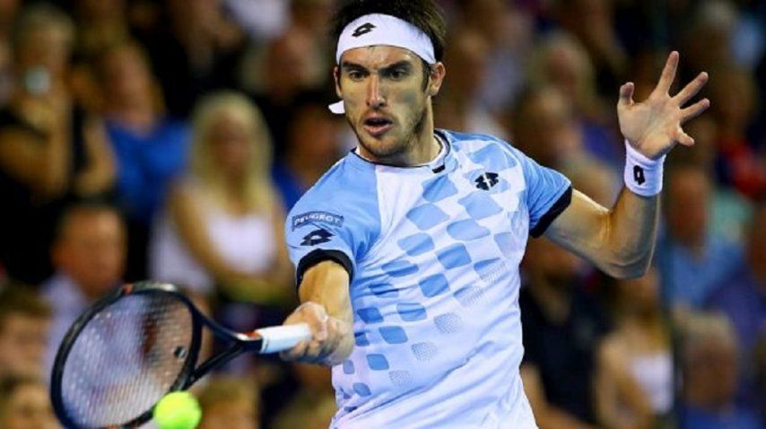 Leo Mayer jugó el último punto ante Daniel Evans<br>