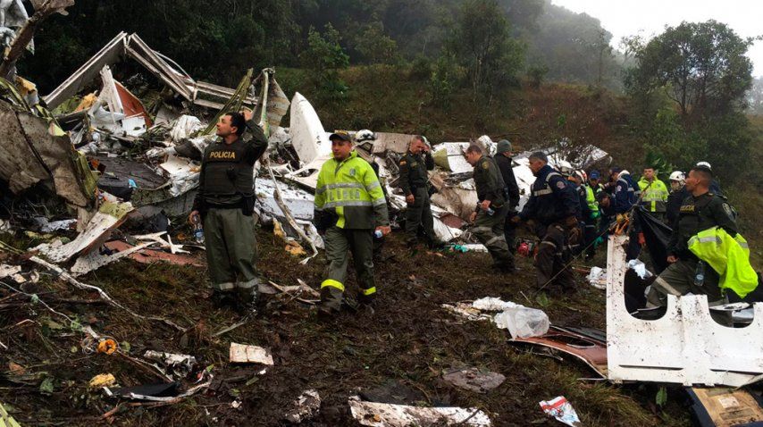 El lugar del accidente de Chapecoense<br>