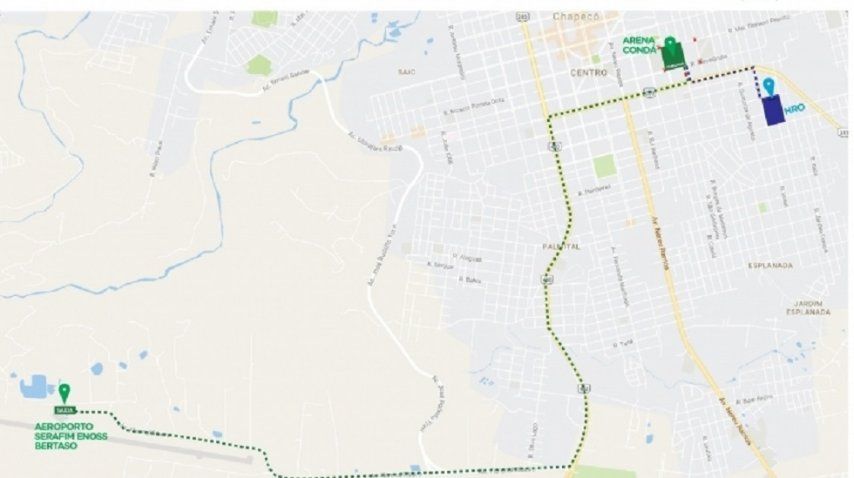 El recorrido que hará el cortejo con los cuerpos del plantel del Chapecoense