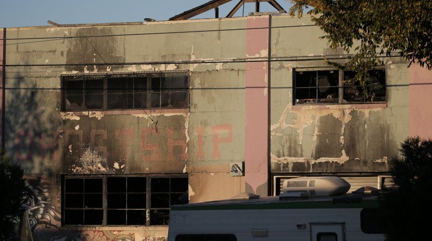 El edificio tras el incendio<br>