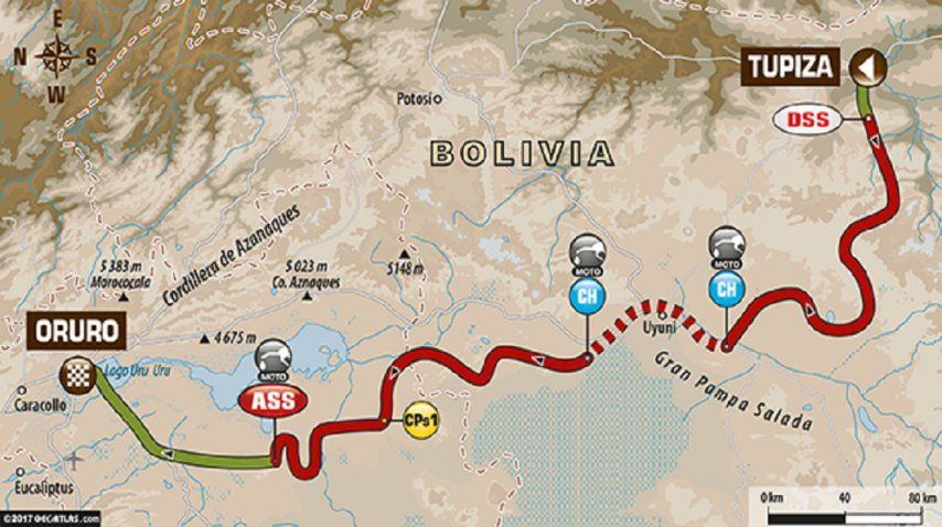 Mapa de la etapa 5 del Dakar