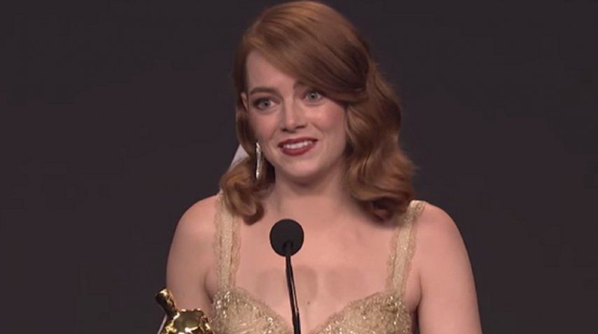 Emma Stone, en la conferencia de prensa de los Oscar 2017. <br>