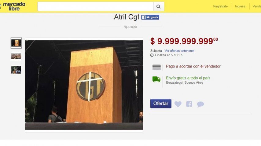 Subastan el atril de la CGT