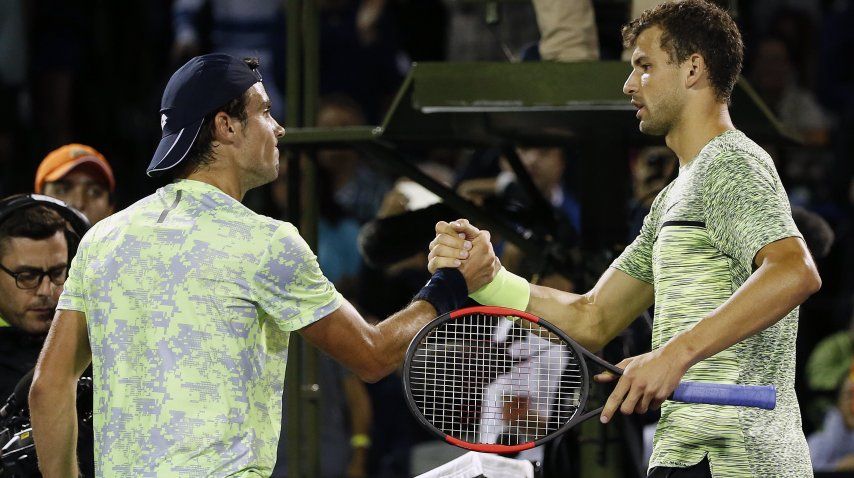 Guido Pella tras el triunfo ante el búlgado Dimitrov