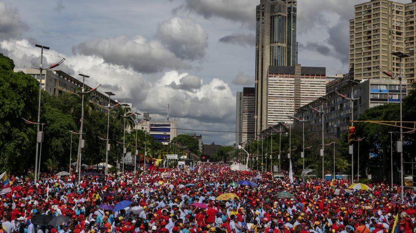 Manifestación de chavistas por el Día del Trabajador<br>