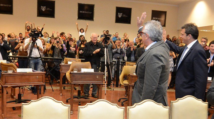 El intendente Julio Zamora y Sergio Massa, el líder del Frente Renovador<br>