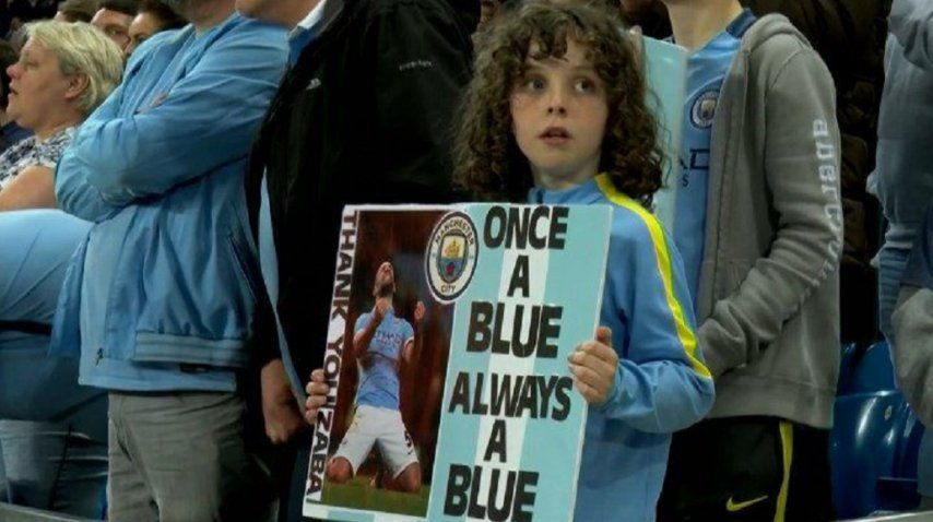 El cartel de un niño para Pablo Zabaleta<br>