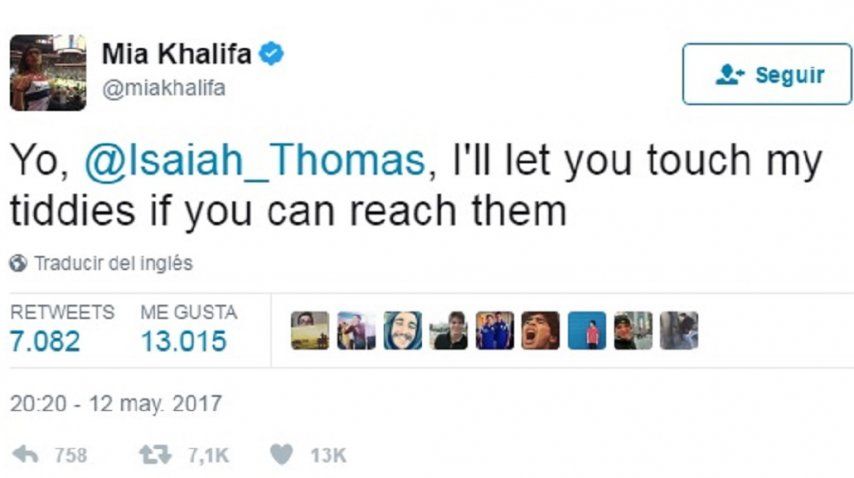 <div> Mia Khalifa chicaneó a Isaiah Thomas, de los Celtics</div><div><br></div>