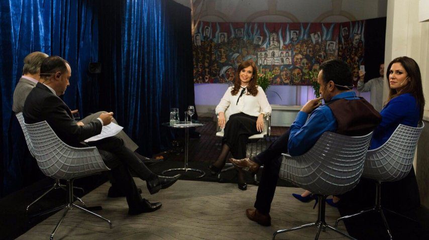 Cristina Kirchner, durante la entrevista a C5N (Instituto Patria)<br>