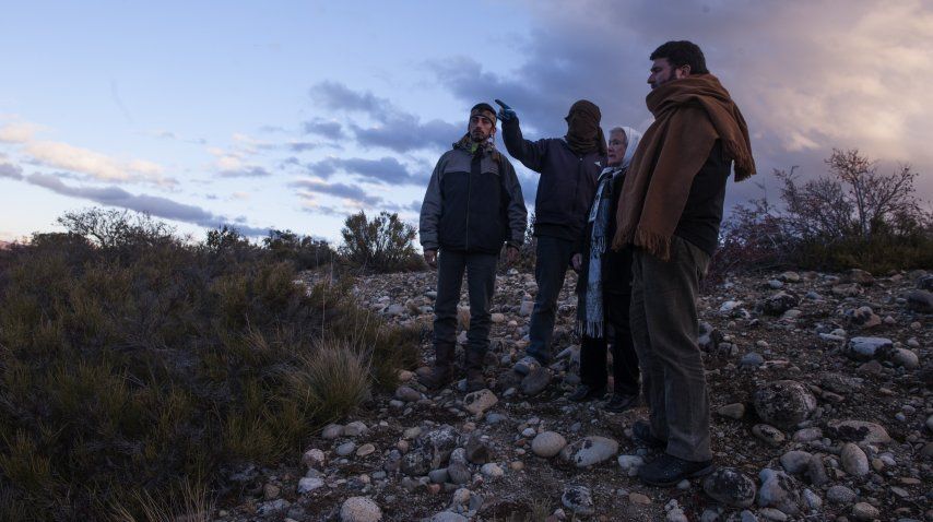 Nora Cortiñas, junto a Roberto Cipriano, de la Comision de la Memoria, y el mapuche Fernando Huala.
