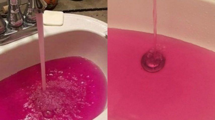 El agua salió rosa fluorescente